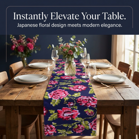 Blue Table Runner - Floral Polyester Indoor Outdoor Decorative Table Cloth