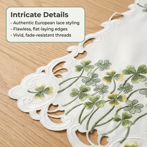 Ivory Table Runner - European Embroidery Rustic Linen Decor for Dining Tables