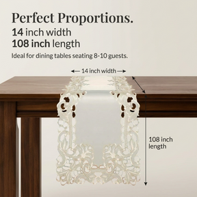Light Beige Table Runner with European Embroidery – Rustic Vintage Decor