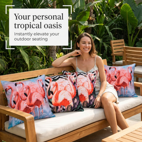 Flamingo Throw Pillow - Set of 4 Decorative Cushion Covers 18x18 Inches
