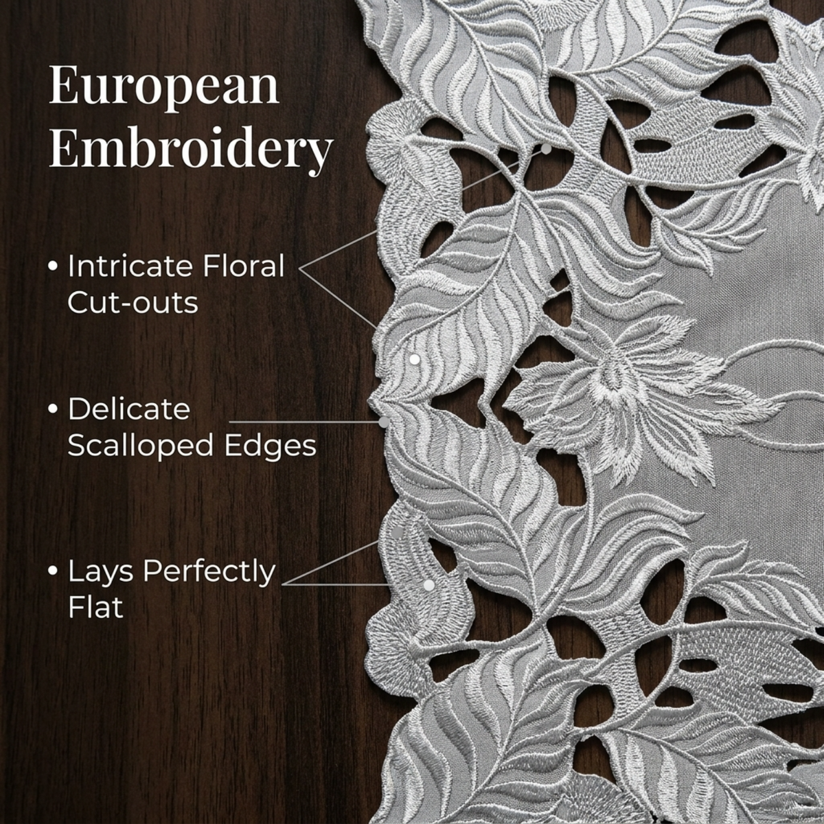 Gray Table Runner – Corda Collection, 14x108 Inch