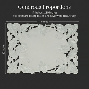 European Embroidered Placemats - Rustic Gray Table Mats 14x20 Inch for Indoor Outdoor
