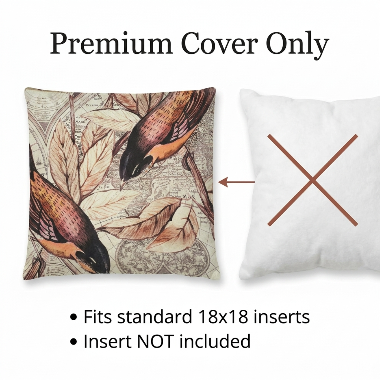Embroidered Throw Pillow Covers - Nature Design Cushions | Luxury Cushion Covers 18x18 Inch