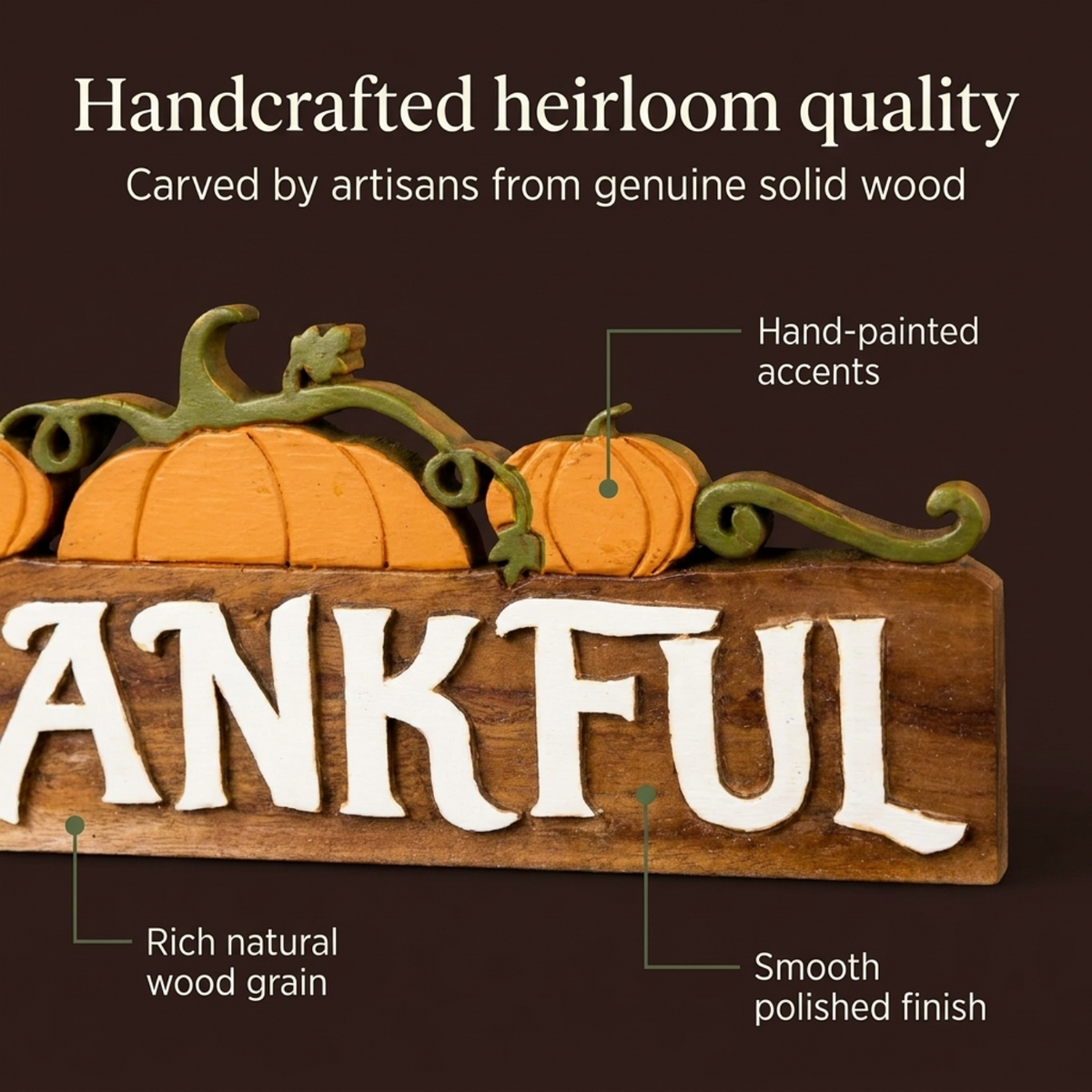 Wooden Sculpture – Grateful Heart, Acacia Wood