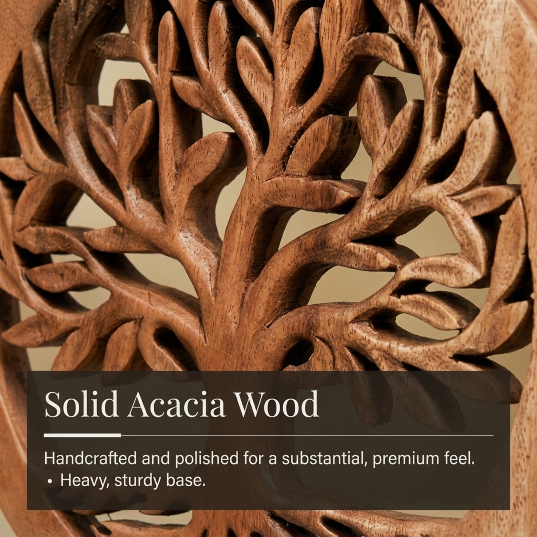 Medium Cloverly Tree of Life wooden sculpture by Decozen Luxe, decorative handmade wooden art for home or gift.