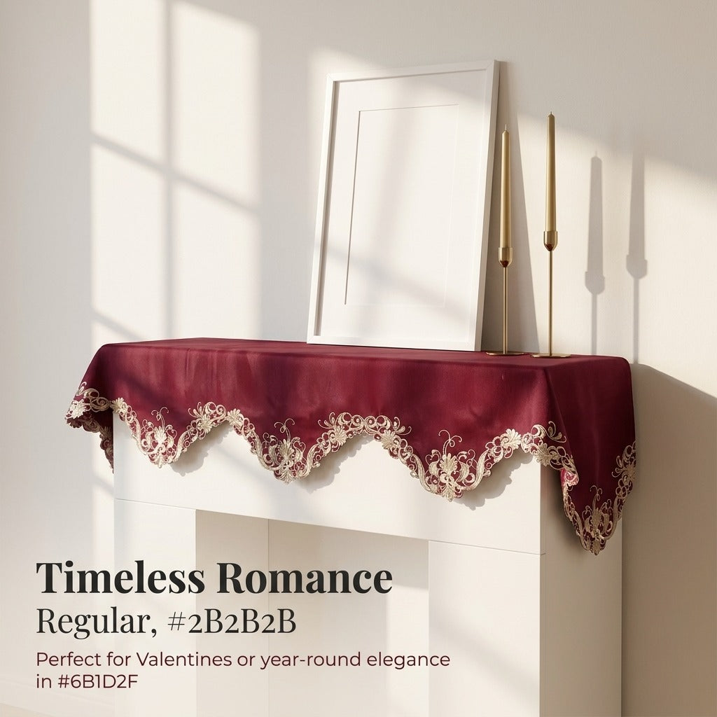 Burgundy Gold Mantel Scarf – Burgundy Charm, 18x90 Inch