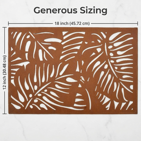 Leather Placemats - Monstera Leaf Design | Set of 6 PU Embossed Mats