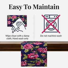 Blue Table Runner - Floral Polyester Indoor Outdoor Decorative Table Cloth