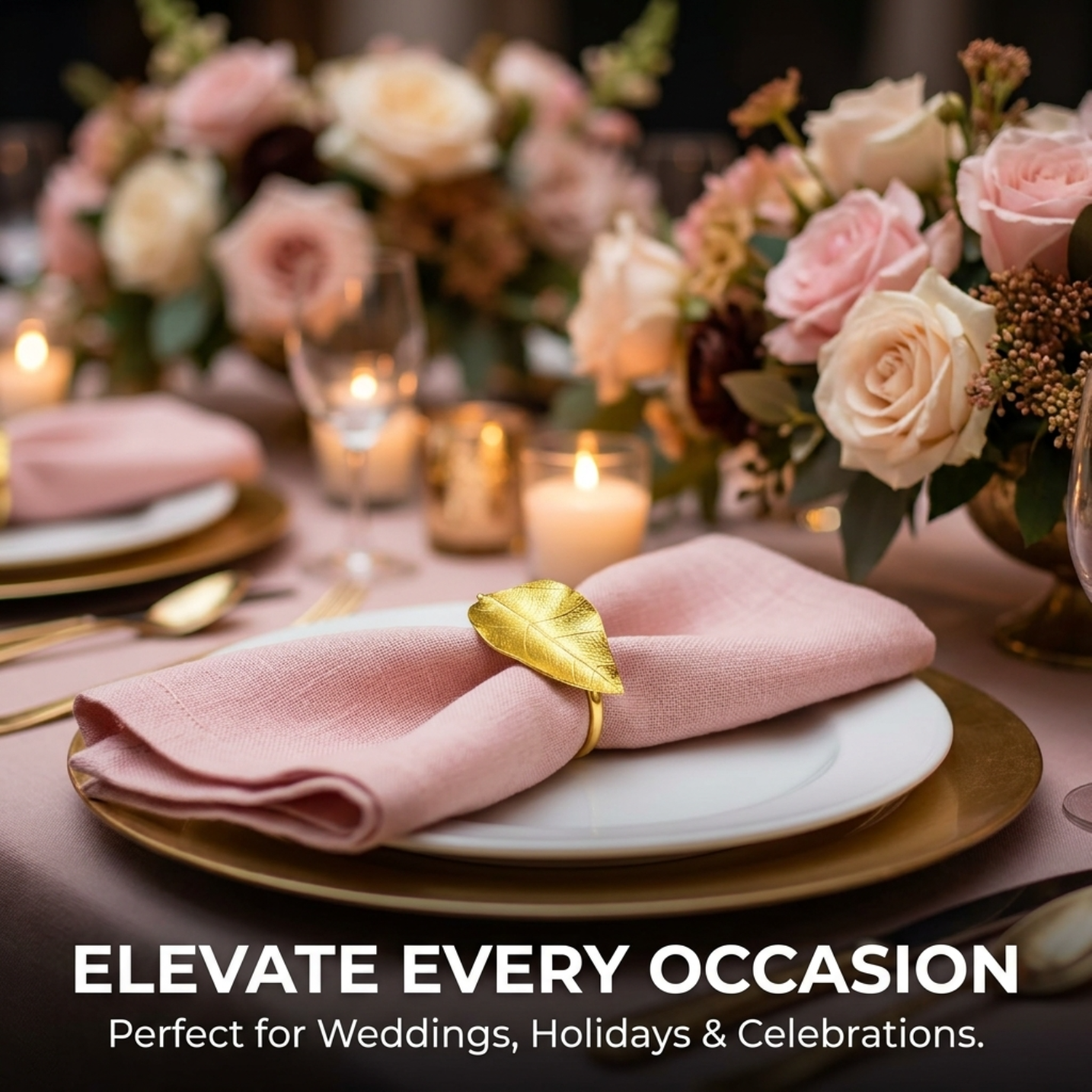 Gold Leaf Napkin Rings – Elegant Leaf Design Table Decor for Dining
