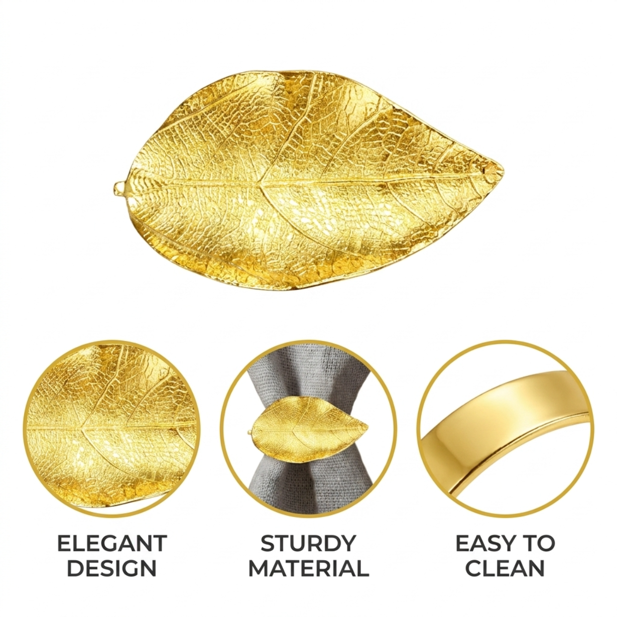 Gold Leaf Napkin Rings – Elegant Leaf Design Table Decor for Dining