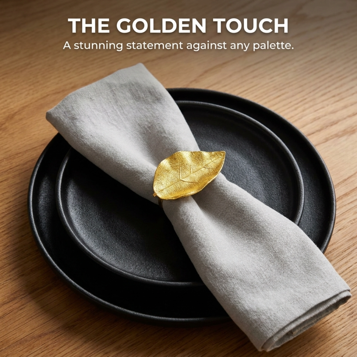 Gold Leaf Napkin Rings – Elegant Leaf Design Table Decor for Dining
