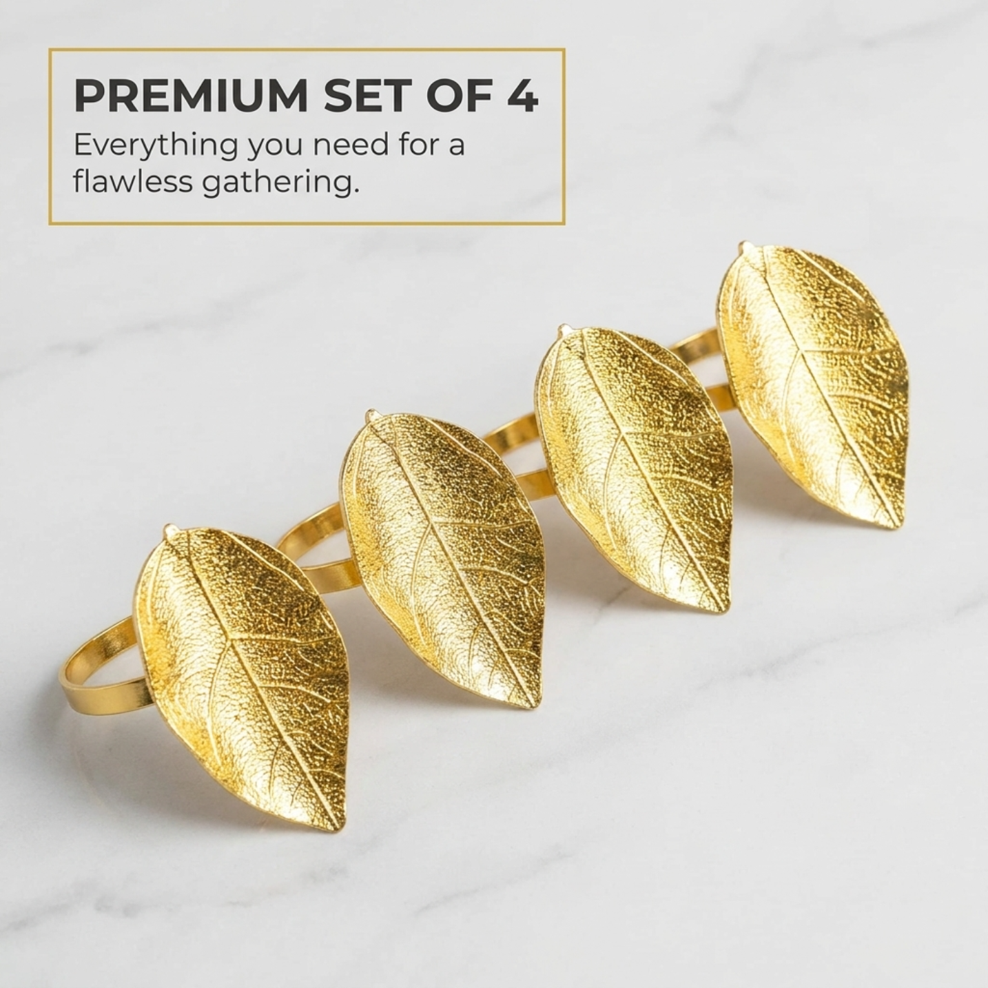 Gold Leaf Napkin Rings – Elegant Leaf Design Table Decor for Dining