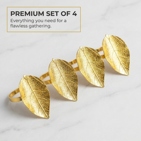 Gold Leaf Napkin Rings – Elegant Leaf Design Table Decor for Dining