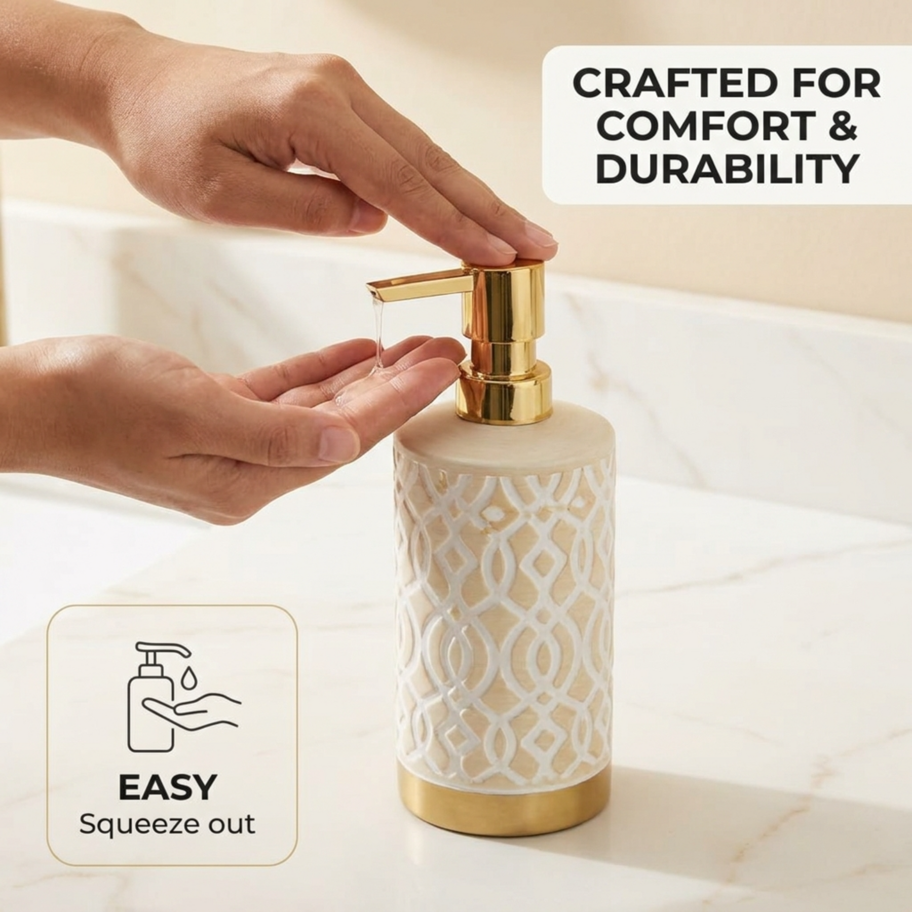 HG626 Solana Collection modern bathroom décor accessories set of 6, includes soap dispenser, toothbrush holder, and matching accessories