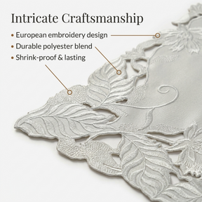 European Embroidered Placemats - Rustic Gray Table Mats 14x20 Inch for Indoor Outdoor