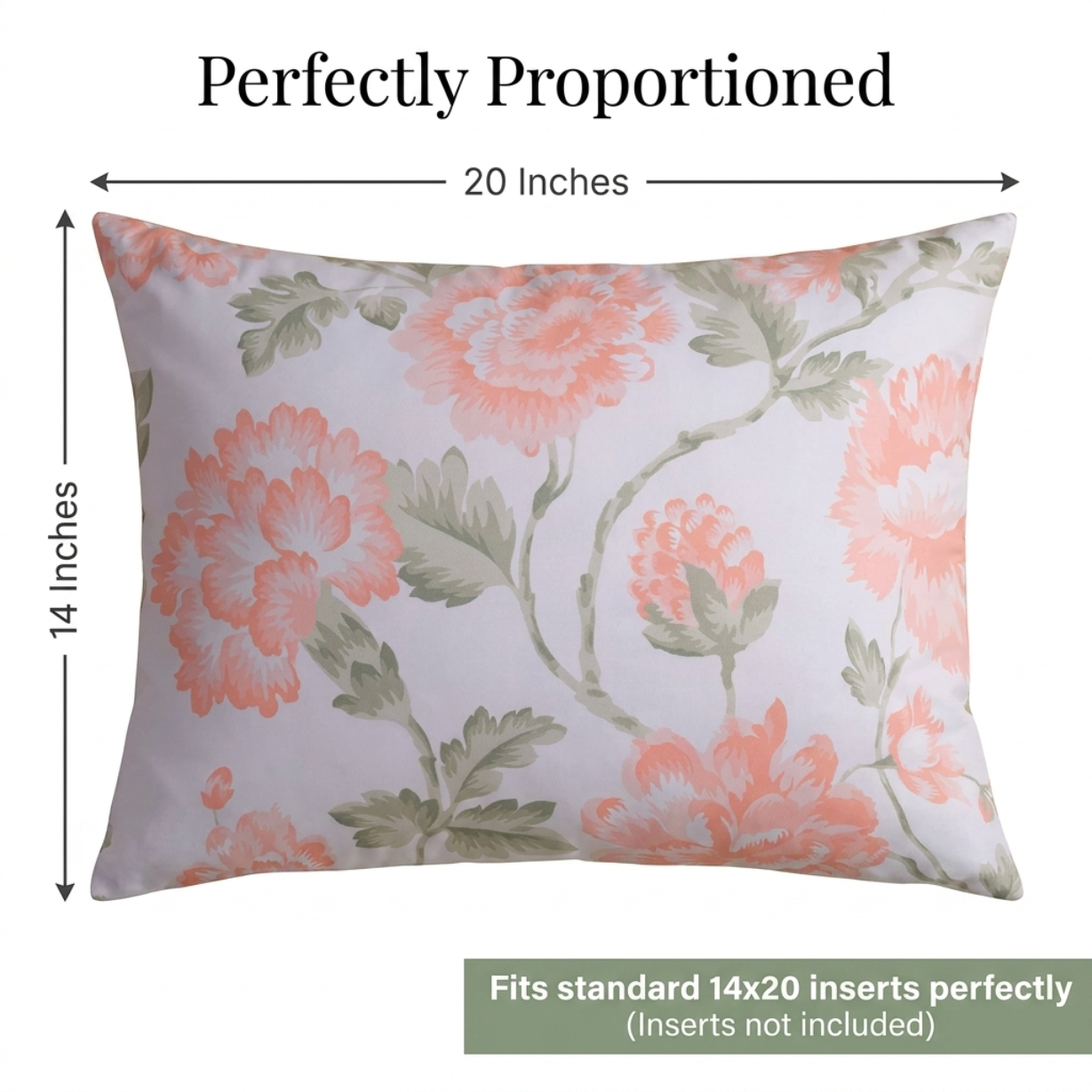 Floral Throw Pillow - 20 x 20 Decorative Pillow Covers With Zipper Closure