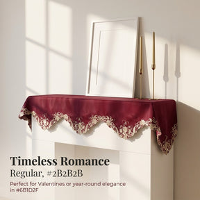 Burgundy Mantel Scarf – Vintage Rustic Fireplace Cover With Polyester Rayon Embroidery