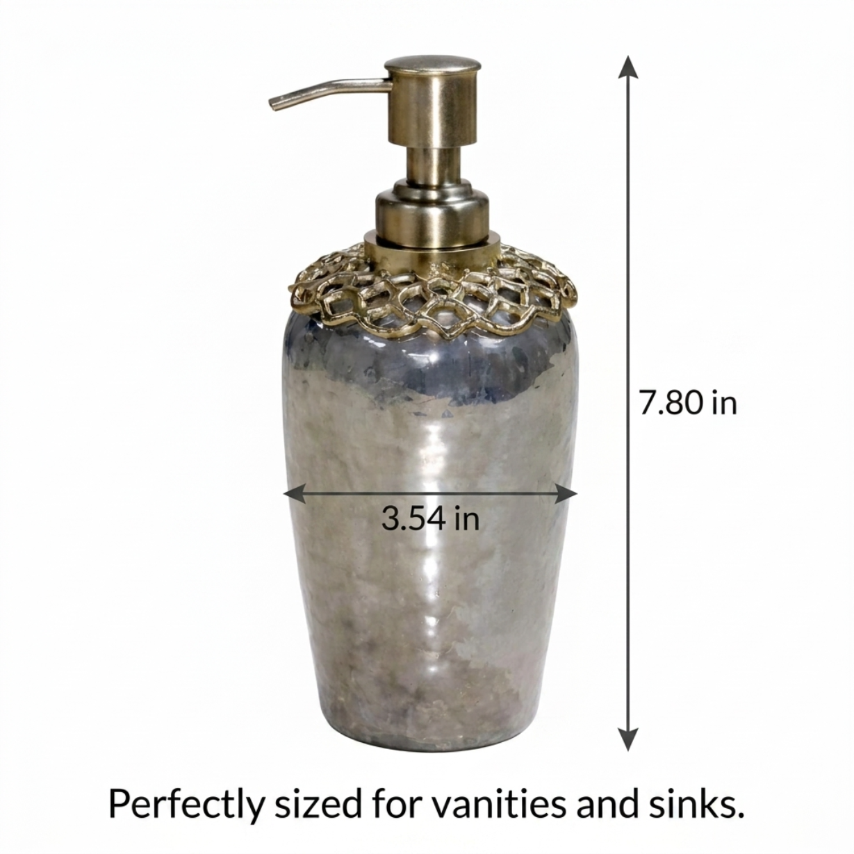 Liquid Soap Dispenser – Brass and Glass Decorative Bathroom Soap Pump with Corrosion Resistant Pump