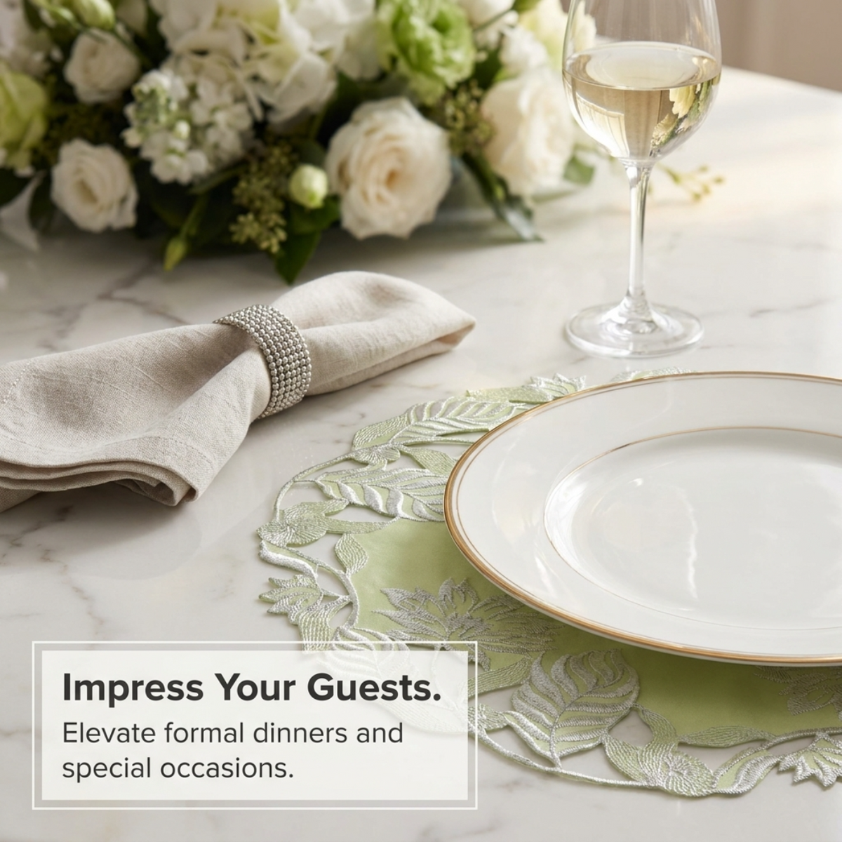 Light Green Linen Doilies – Daulton, 15 Inch
