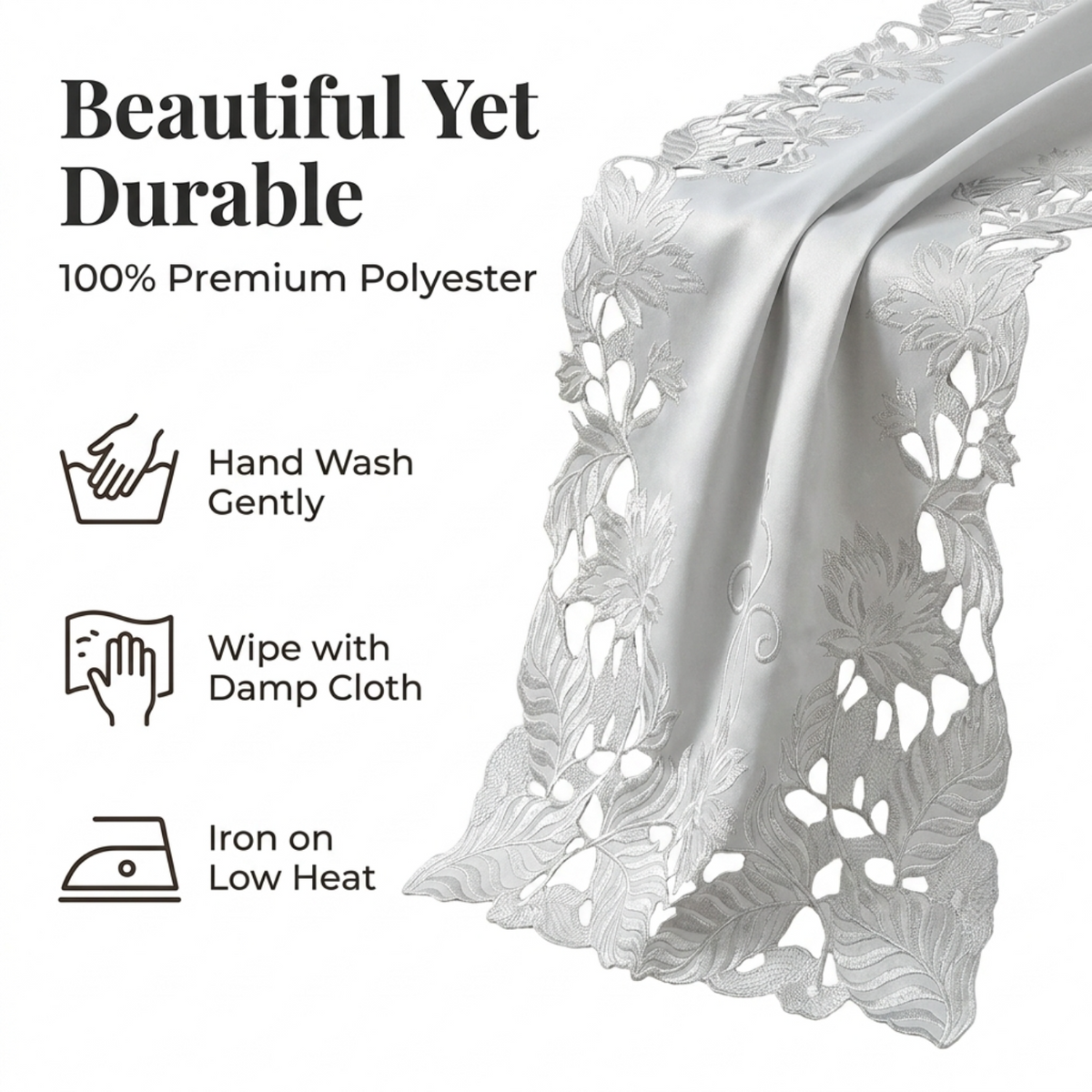 Gray Table Runner – Corda Collection, 14x108 Inch