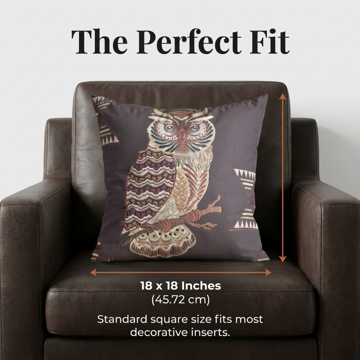 Owl Throw Pillow Covers - Set of 2 or 4 Decorative 18 x 18 Inch Cushions
