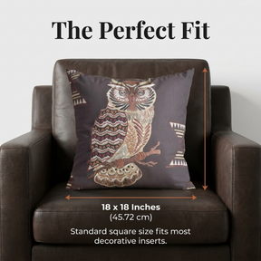 Owl Throw Pillow Covers - Set of 2 or 4 Decorative 18 x 18 Inch Cushions