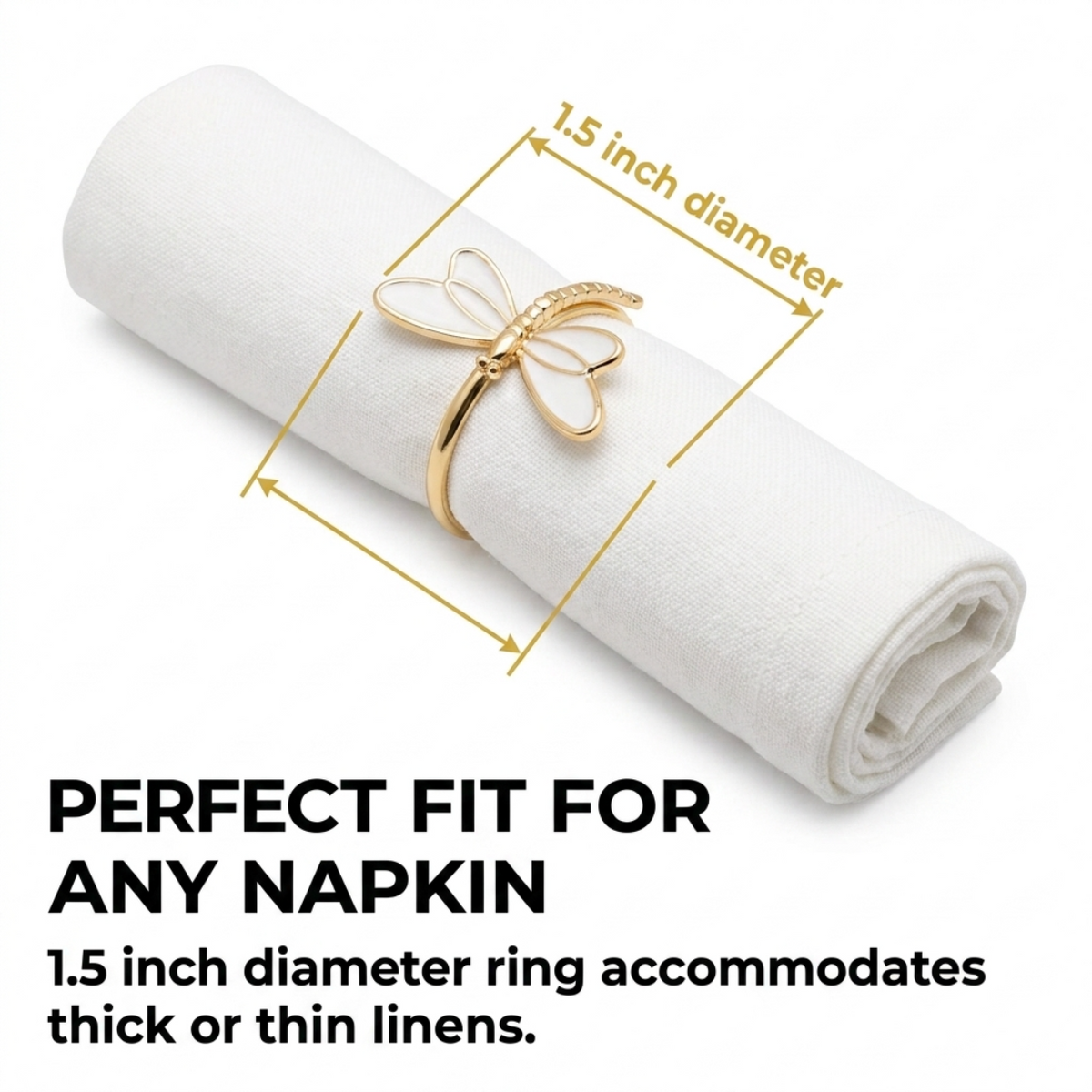 Gold Dragonfly Napkin Rings – Ivory Flight
