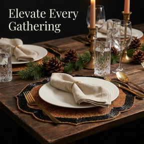 Beaded Placemats – 14 Inch Heat Resistant Copper Black Dining Table Mats