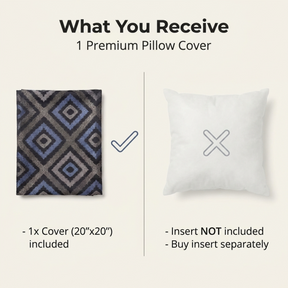 Blue Gray Pillow Covers - 20 x 20 Inch Throw Pillow Covers | Embroidered Linen Cushion
