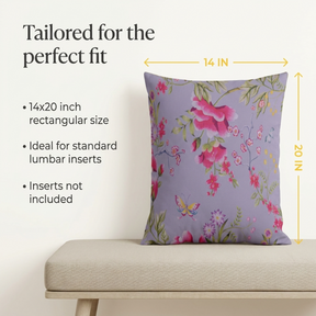 Floral Throw Pillow Covers - 14 x 20 Inch Soft Polyester Cushion Cases