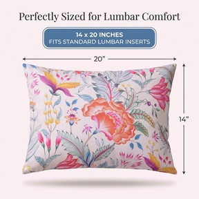 Floral Throw Pillow Cover - 14 x 20 Inches | Multi-Color Decorative Cushion
