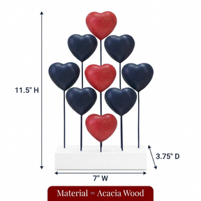Wooden Heart Sculpture – Handmade Wooden Art Patriotic Home Decor with USA Flag Design