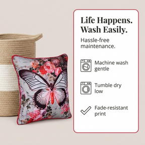 Butterfly Throw Pillow - 18x18 Inch Decorative Pillow Covers With Zipper Closure