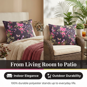 Floral Throw Pillow Covers - 14x20 Inch Polyester Decorative Cushion Covers
