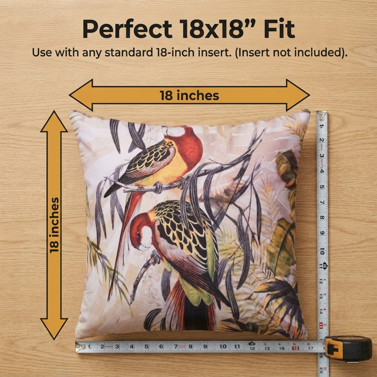 Birds Throw Pillow Covers - 18x18 Inch Embroidered Cushion Covers for Contemporary Home