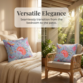 Floral Throw Pillow Cover - Blue 14x20 Pillow Case | Decorative Cushion Cover