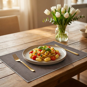 Set of 4 PVC placemats in vibrant colors, designed by 618PVC-1-8-4, perfect for protecting surfaces during meals.