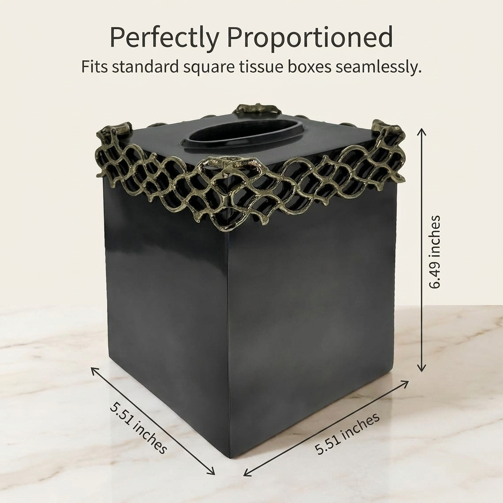 Tissue Box Cover – Elegant Haven, Aluminum
