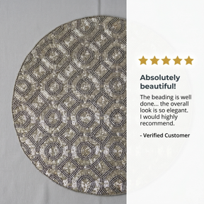 Beaded Placemats - Handmade Round Decorative Table Mats 14 Inch Satin Backed