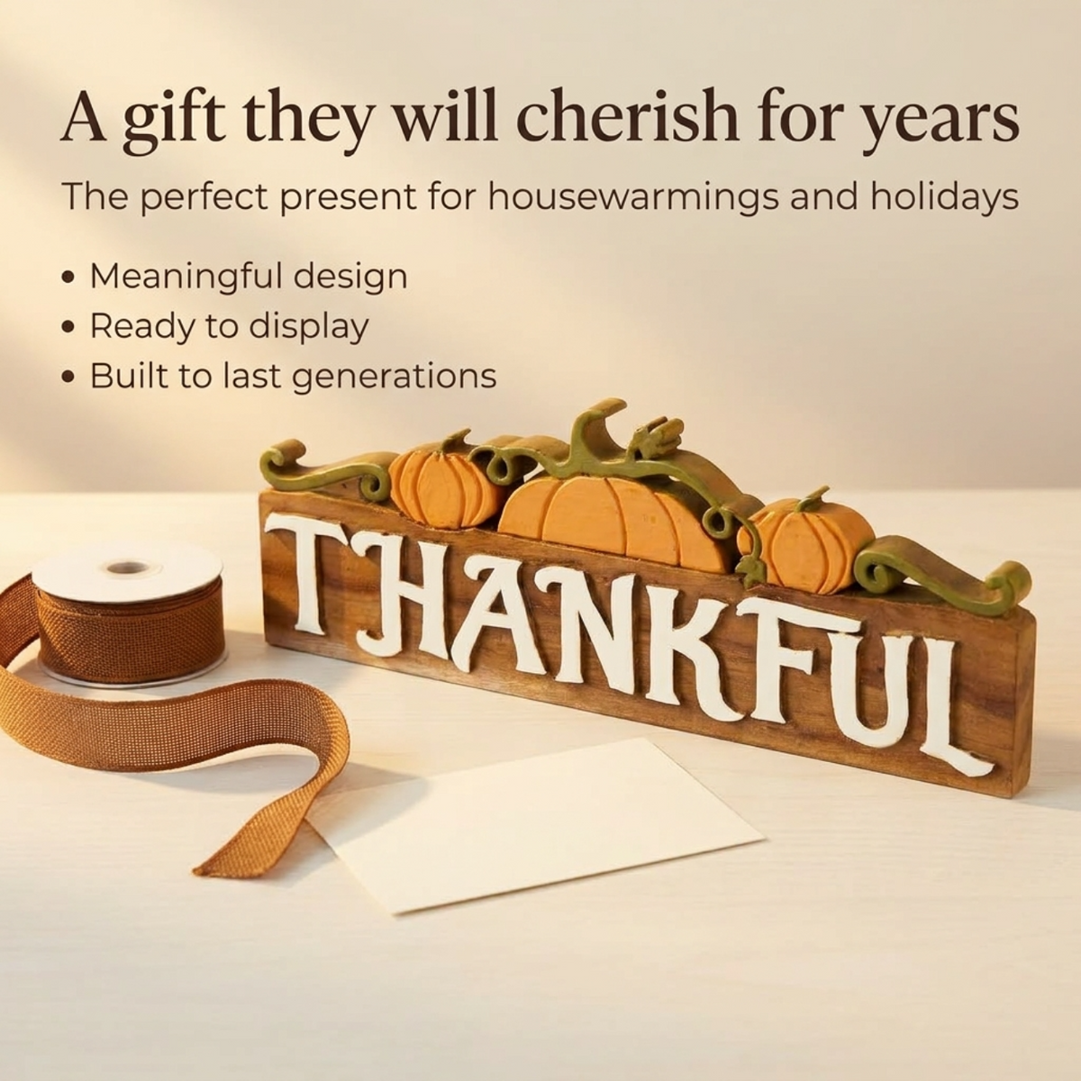 Wooden Sculpture – Grateful Heart, Acacia Wood
