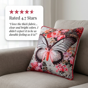 Butterfly Throw Pillow - 18x18 Inch Decorative Pillow Covers With Zipper Closure