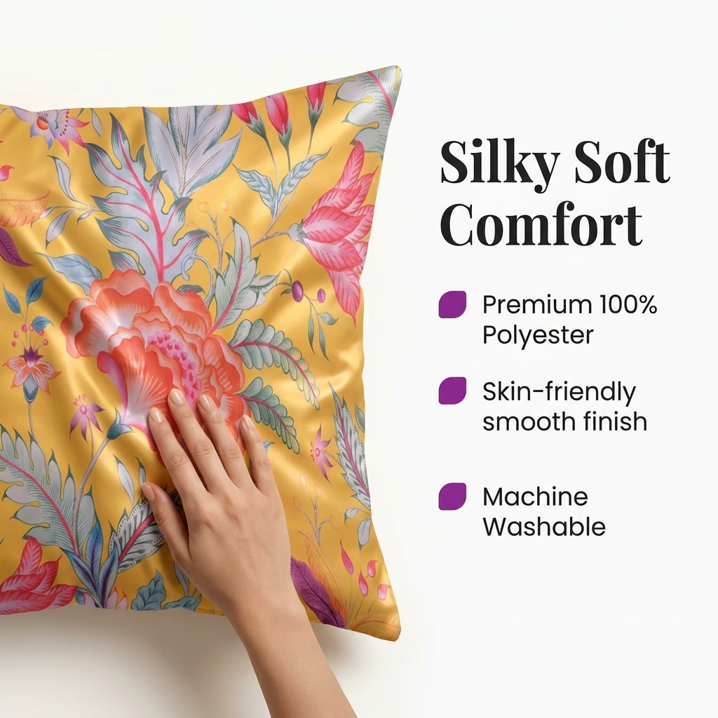 Floral Throw Pillow Covers - 14 x 20 Inches Dark Yellow Decorative Cushion Case