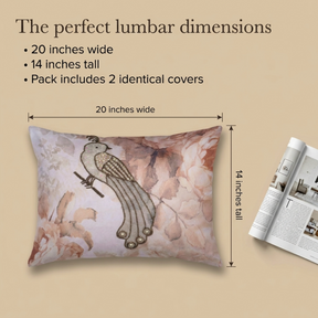 Floral Throw Pillow Covers - Bird Design Cushions With Zipper Closure