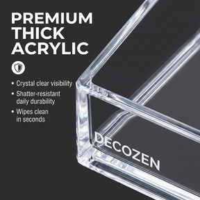 Clear Makeup Organizer - Acrylic Cosmetic Storage Box with 19 Slots & Drawer