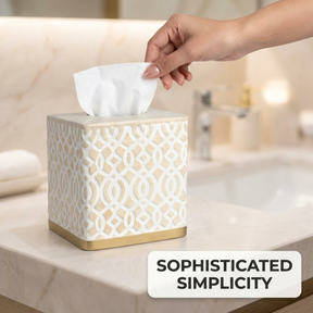 Set of six elegant modern bathroom décor accessories from HG626 Solana Collection, including soap dispensers and trays.