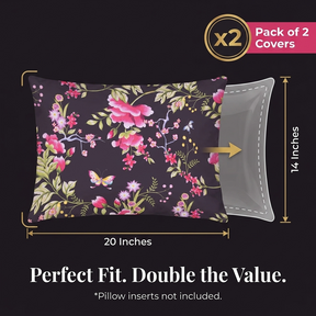 Floral Throw Pillow Covers - 14x20 Inch Polyester Decorative Cushion Covers