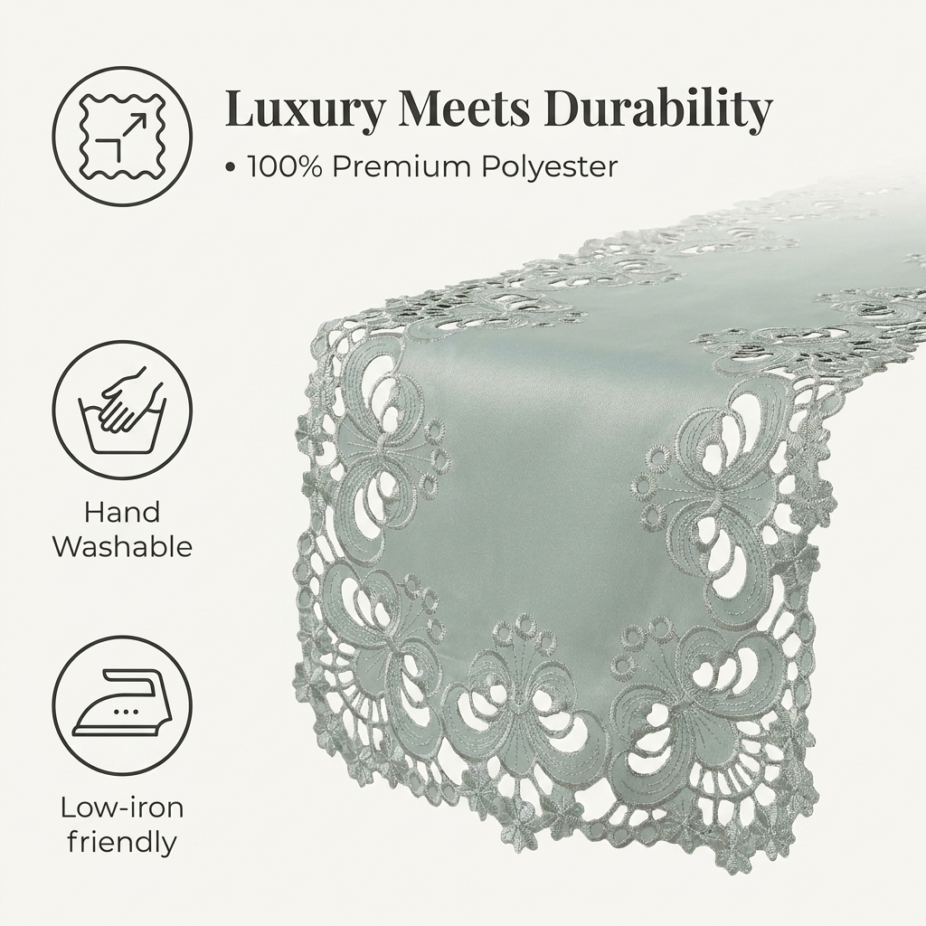 Gray Table Runner – Creola Collection, 14x108 Inch