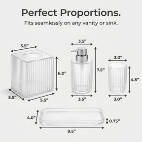 Acrylic Bathroom Set – Modern Bathroom Accessories with Soap Dispenser Pump & Tray
