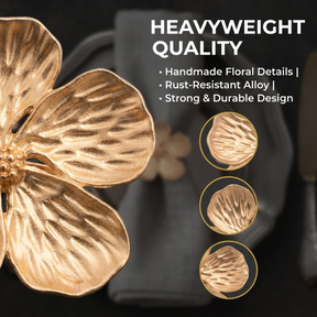 Golden Elegance – Napkin Rings in Gold Floral Design, Luxurious Decorative Dining Table Décor