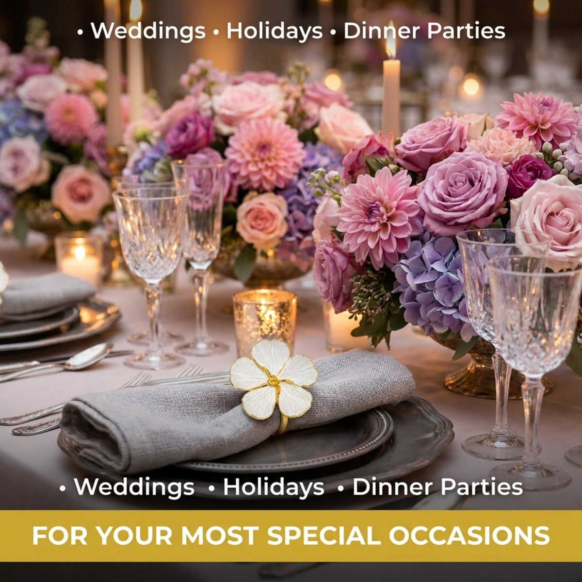 Gold Flower Napkin Rings – Floral Radiance